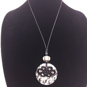 Black White Gem Stone Necklace